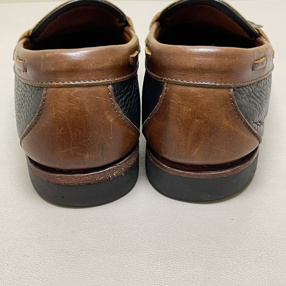Allen Edmonds Nashua Loafers Men 11.5 D Black Brown Pebble Kiltie Tassel Leather